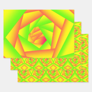 Citrus Green Orange Yellow Ombre Abstract Design  Wrapping Paper Sheet
