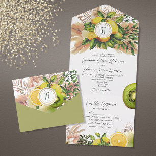 Citrus Green Photo Wedding All In One Invitation