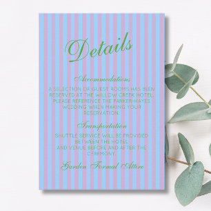 Citrus Green Retro Blue Pink Stripe Details Enclosure Card