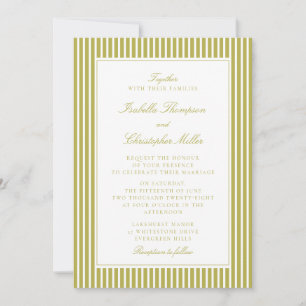 Citrus Green Stripe Classic Wedding Invitation
