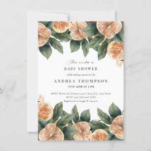 Citrus Greenery   Pink Floral Baby Shower Invitation