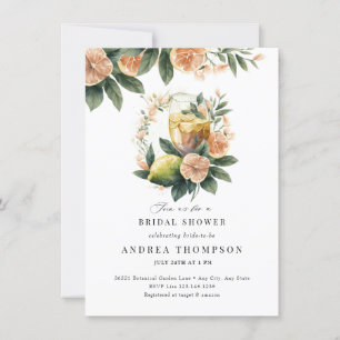 Citrus Greenery   Pink Floral Bridal Shower Invitation