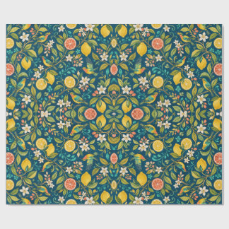 Citrus Grove Birds and Blossoms Wrapping Paper