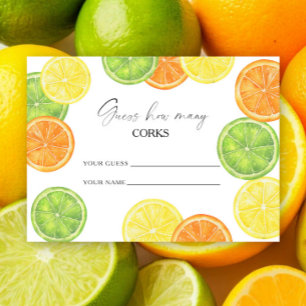 Citrus - guess how many corks bridal game enclosure card