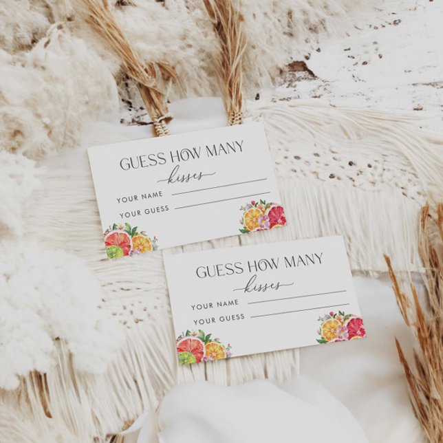 Citrus Guess How Many Kisses Bridal Game  Enclosure Card (Creator Uploaded)
