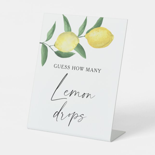 Citrus - guess how many lemon drops pedestal sign (Front)