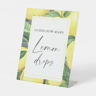 Citrus - guess how many lemon drops pedestal sign