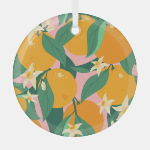 Citrus Hand-Drawn Vintage Style Glass Tree Decoration