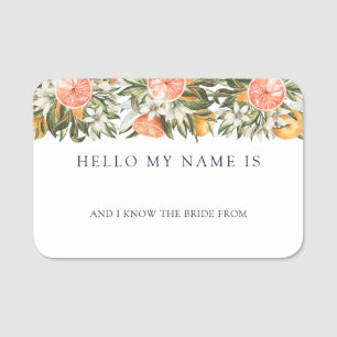 Citrus Hello my Name is Bridal Shower Name Tags