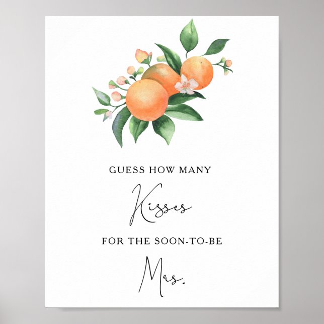 Citrus - How many kisses bridal shower game Poster (Front)