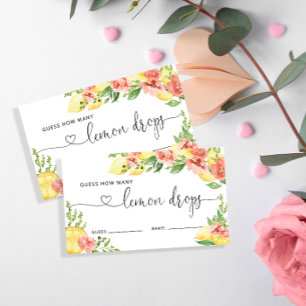 Citrus How Many Lemon Drops Bridal Shower Game Enclosure Card