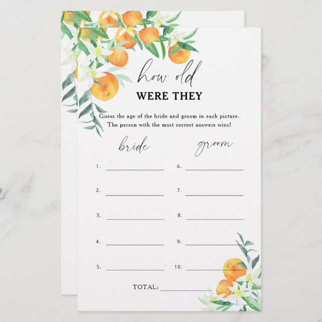 Citrus - How old were they bridal game (Front/Back)