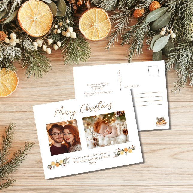 Citrus Hygge Christmas Scripture  Holiday Postcard (Creator Uploaded)
