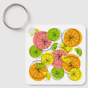 Citrus keychain aluminium square double-sided