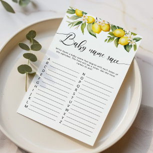 Citrus lemon baby name race baby shower game