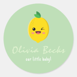 Citrus Lemon Baby Shower Classic Round Sticker