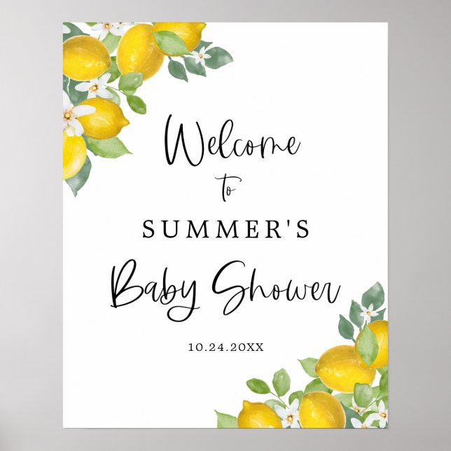 Citrus Lemon Baby Shower Welcome Sign (Front)