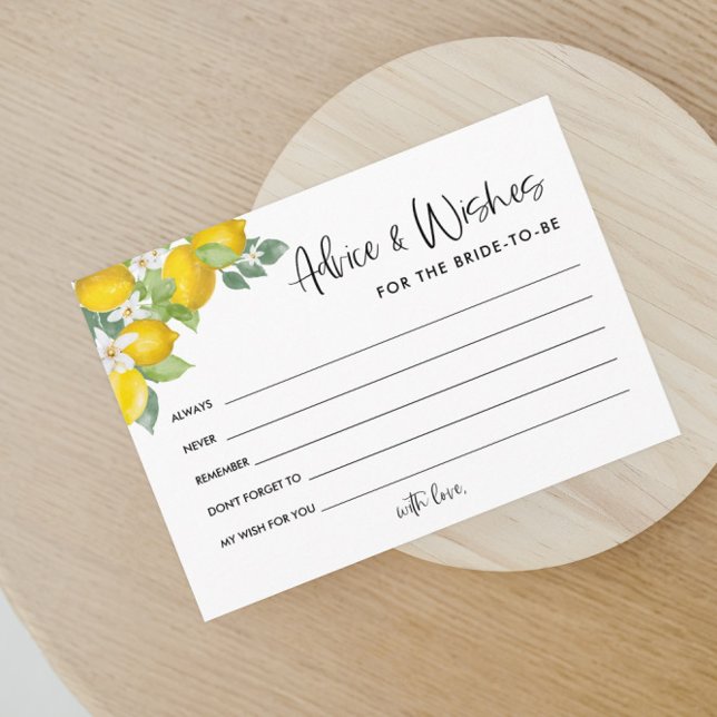 Citrus Lemon Bridal Shower Advice and Wishes Thank You Card (Creator Uploaded)
