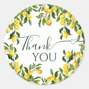 Citrus Lemon Bridal Shower Thank You Classic Round Sticker