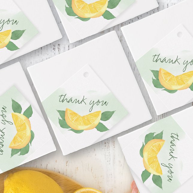 Citrus Lemon Casual Script Personalised Favour Tag (Favor Tags from my Citrus Lemon Baby Shower Collection)
