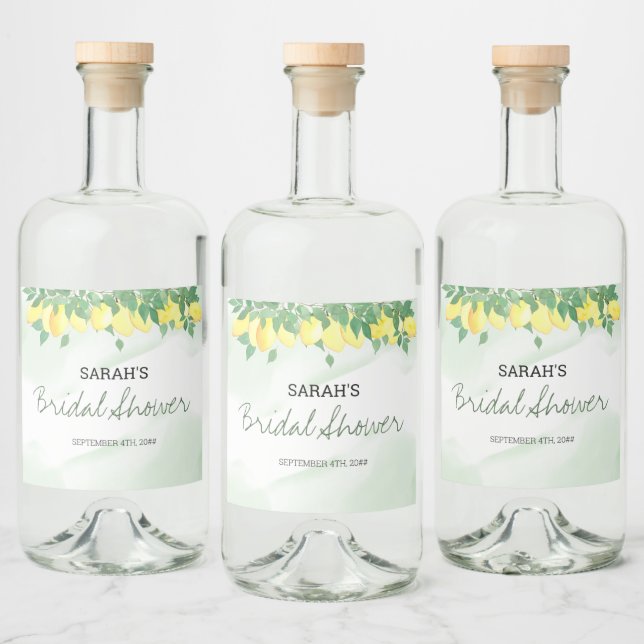 Citrus Lemon Casual Script Personalised Liquor Bottle Label (Bottles)
