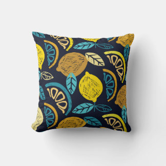 Citrus Lemon Doodle Pattern Background Cushion