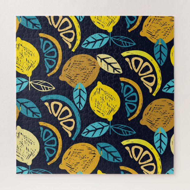 Citrus Lemon Doodle Pattern Background Jigsaw Puzzle (Vertical)