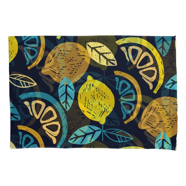 Citrus Lemon Doodle Pattern Background Pillowcase (Front)