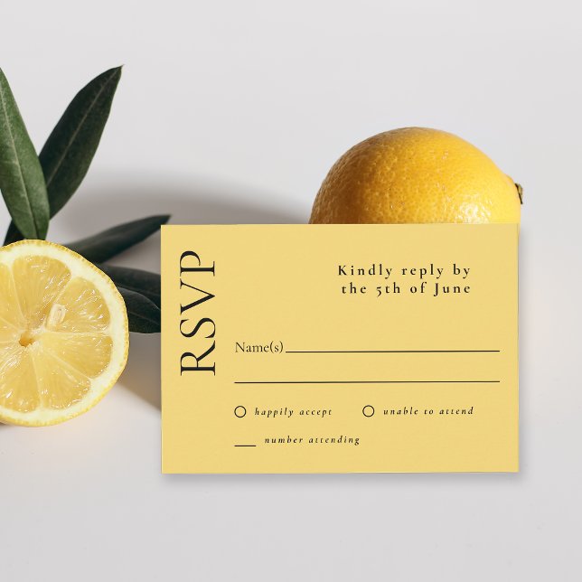 Citrus Lemon Drop Yellow Simple Minimal RSVP Card (Creator Uploaded)