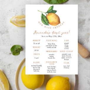 Citrus lemon First Birthday Milestone Birthday Poster