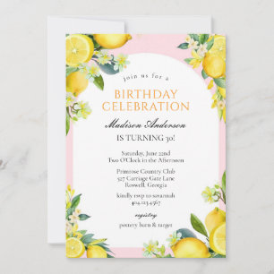 Citrus Lemon Floral Birthday Invitation