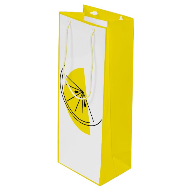 Citrus Lemon gift bag wine yellow (Front Angled)