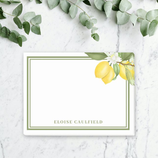 Citrus Lemon Greenery Bridesmaid Name Favour Post-it Notes (Creator Uploaded)