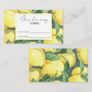 Citrus lemon - guess how many corks bridal game enclosure card