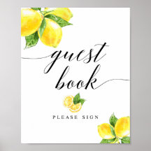 Citrus Lemon Guest Book Sign 8x10"