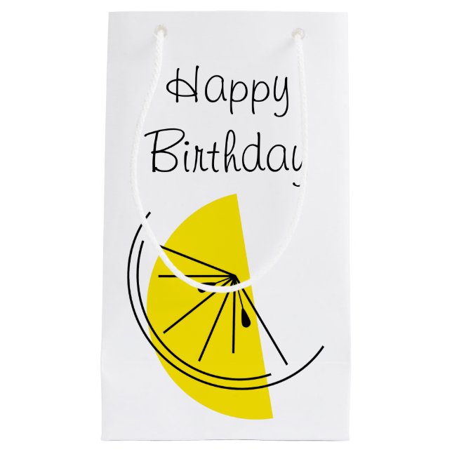 Citrus Lemon Happy Birthday gift bag small (Front)
