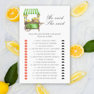 Citrus lemon - He said she said bridal shower game