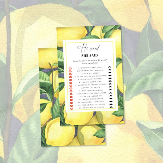 Citrus lemon - He said she said bridal shower game (Creator Uploaded)