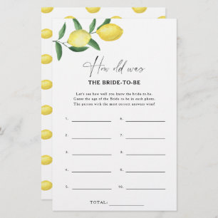 Citrus lemon - How old was the bride to be game