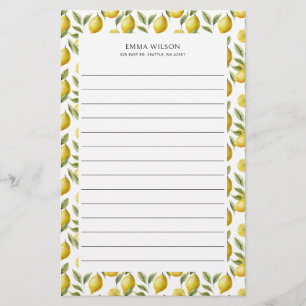 Citrus Lemon Lime Lined Stationery