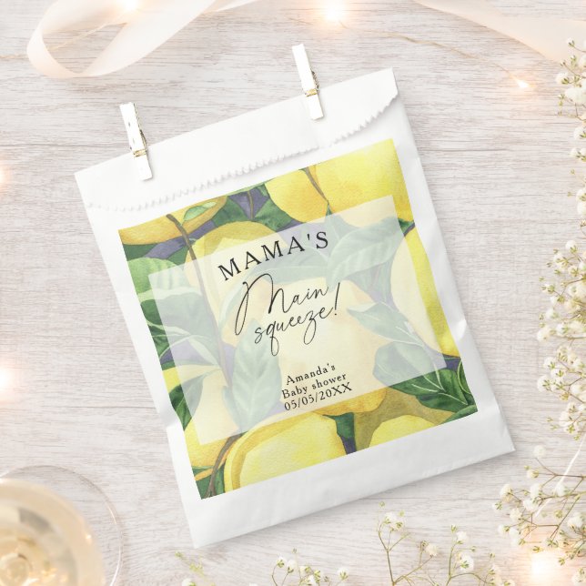Citrus Lemon - Mama's main squeeze baby shower Favour Bag (Clipped)
