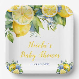 Citrus Lemon Mediterranean Baby Shower Paper Plate