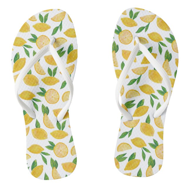 Citrus Lemon Mediterranean pattern Thongs (Footbed)
