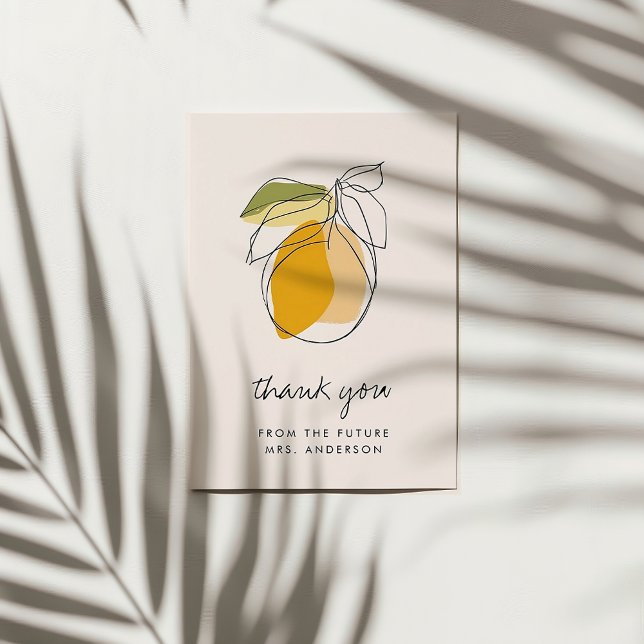 Citrus Lemon Modern Botanical Bridal Shower Photo Thank You Card (Creator Uploaded)
