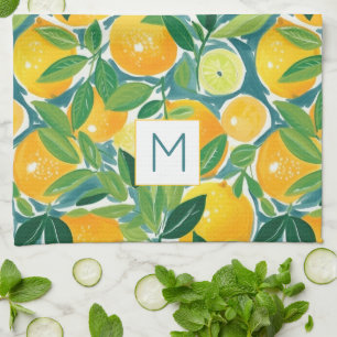 Citrus Lemon Orange Lime INITIAL Artisan Colorful Tea Towel