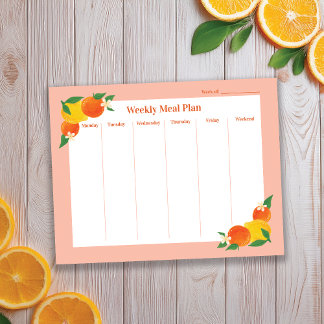 Citrus Lemon Orange Weekly Meal Plan Notepad