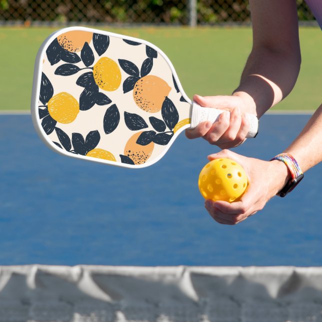 Citrus Lemon Oranges Modern Illustration Pattern Pickleball Paddle (Insitu)