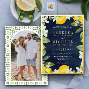 Citrus Lemon Orchard Photo Navy Blue Wedding Gold