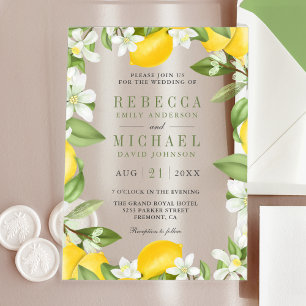 Citrus Lemon Orchard Wedding Acrylic Invitations