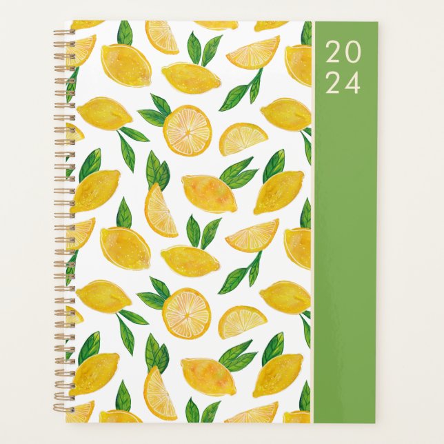 Citrus Lemon pattern 2024 Planner (Front)
